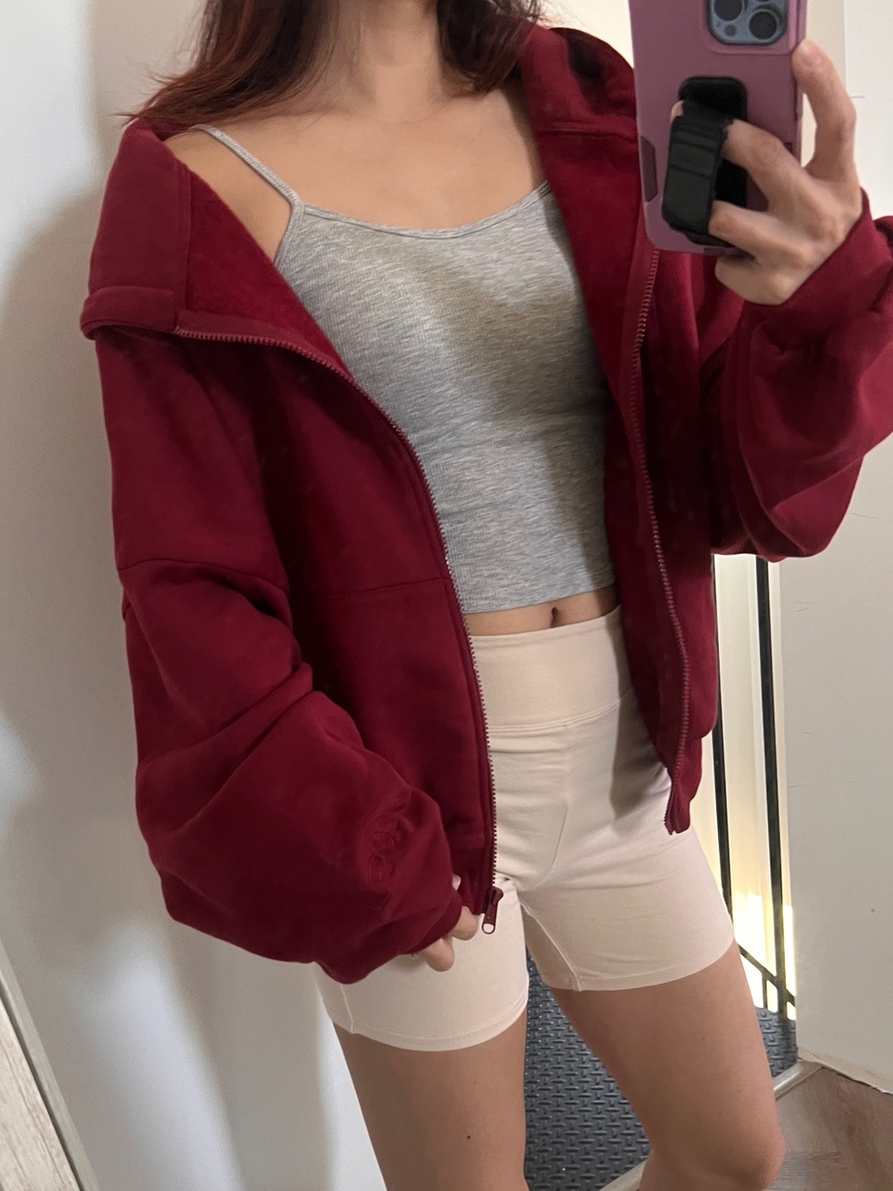 NWOT ❤️Popflex Wine Red Zip-Up Bomber Jacket
